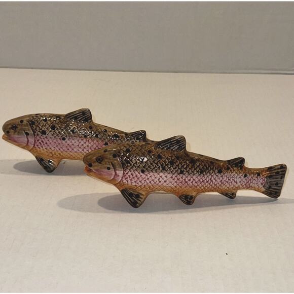 Jay Willfred Andrea By Sadek Portugal 8” Rainbow Trout Animal Figurine Set Of 2 - Picture 1 of 12